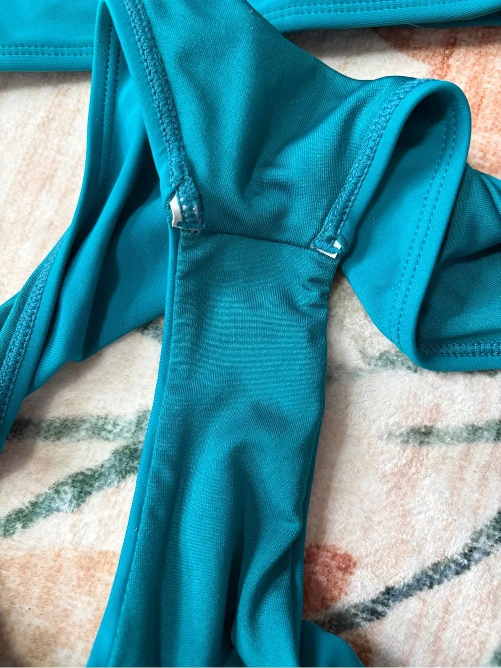 Full Tilt Girls Teal Bralette Bikini with Pink and Blue Strap Accents XS (7/8)